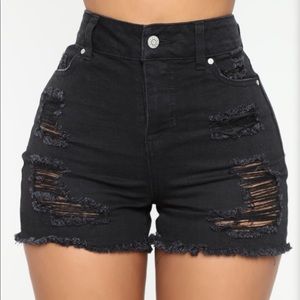 FashionNova Jacqueline Distressed High Rise Shorts